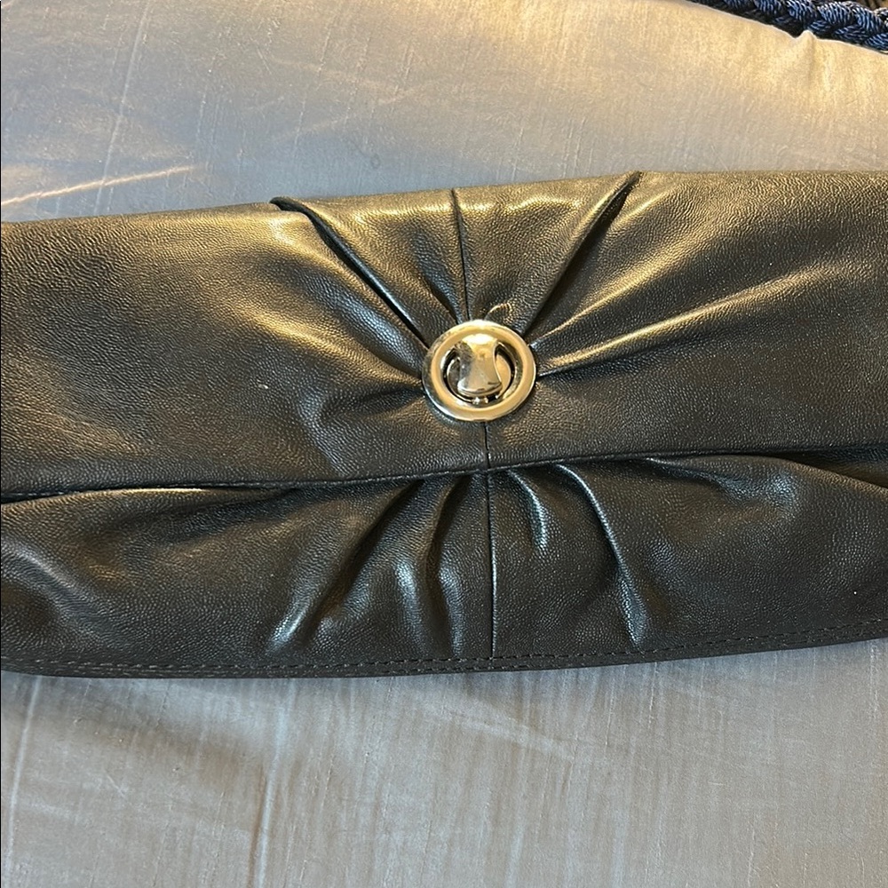 Xhilaration Black and Gold Clutch with Elegant Pleated Design